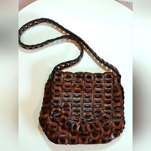 Brown Woven Shoulder Bag EUC